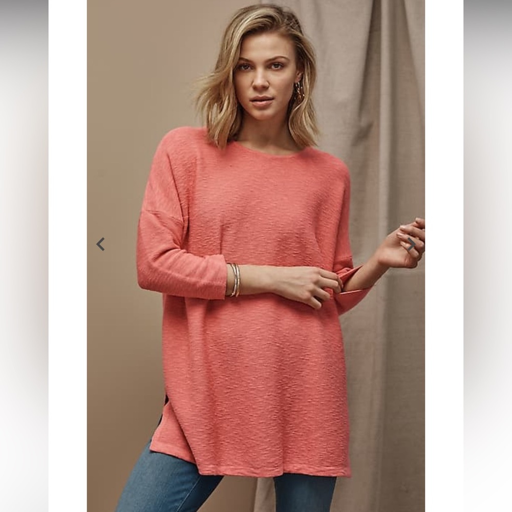 J. Jill Cozy Oversize Textured Stitch Lightweight Sweater | Peach Coral NWT S
